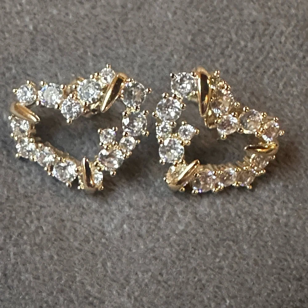 Elegant Plated Gold and Silver Heart Earrings - Picture 5 of 5
